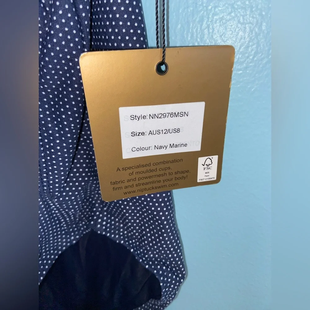 NWT navy polka dot one piece swimsuit - Picture 2 of 4